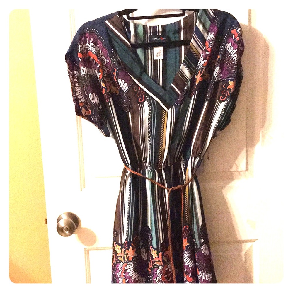 Striped Paisley Bohemian Juniors Tunic Dress